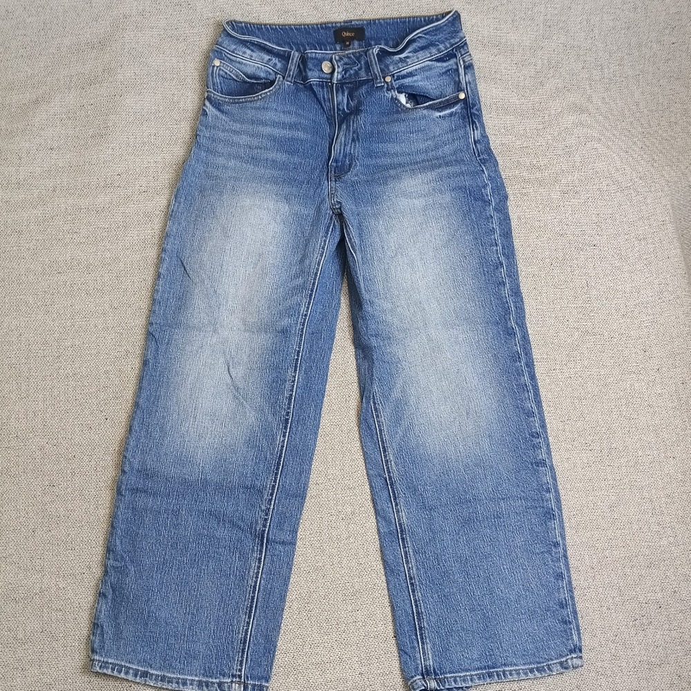 Quince Wide Leg Jeans Womens 28 Blue Excellent Organic Cotton Blend High Rise